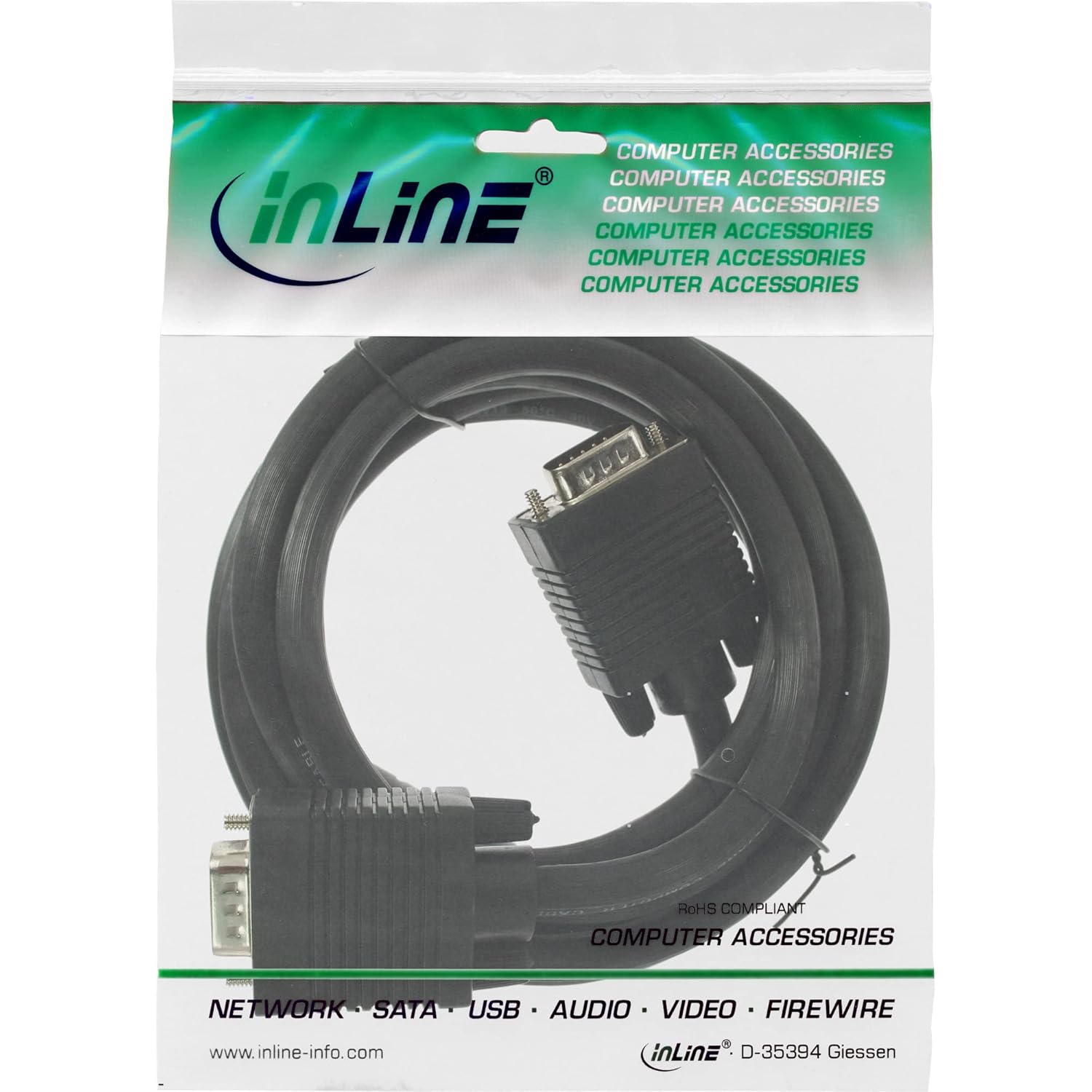 InLine S-VGA Cable 15-Pin HD Male/Male 7 m Black