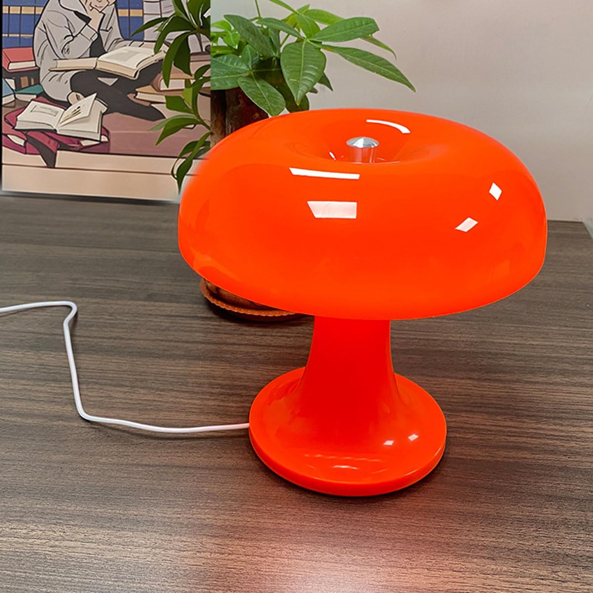 Lampe de Table Champignon LED Avec Câble Interrupteur Lumière Champignon Intérieur Variable Lit de Table Orange Lampe de Nuit Décorative Moderne Mushroom Lamp Prise USB 3 niveaux luminosité Lampe