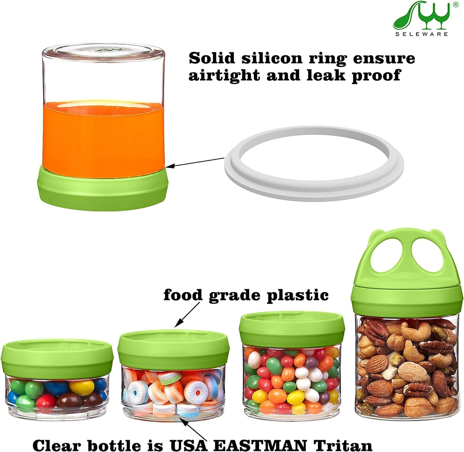 BeneLabel Voedselopslag 2 stuks stapelbare snackcontainerset, 34 dl draaisloten, stapelpotten, moeren, snoep, formule reisartikeldispenser, BPA- vrij en lekvrij rood/blauw