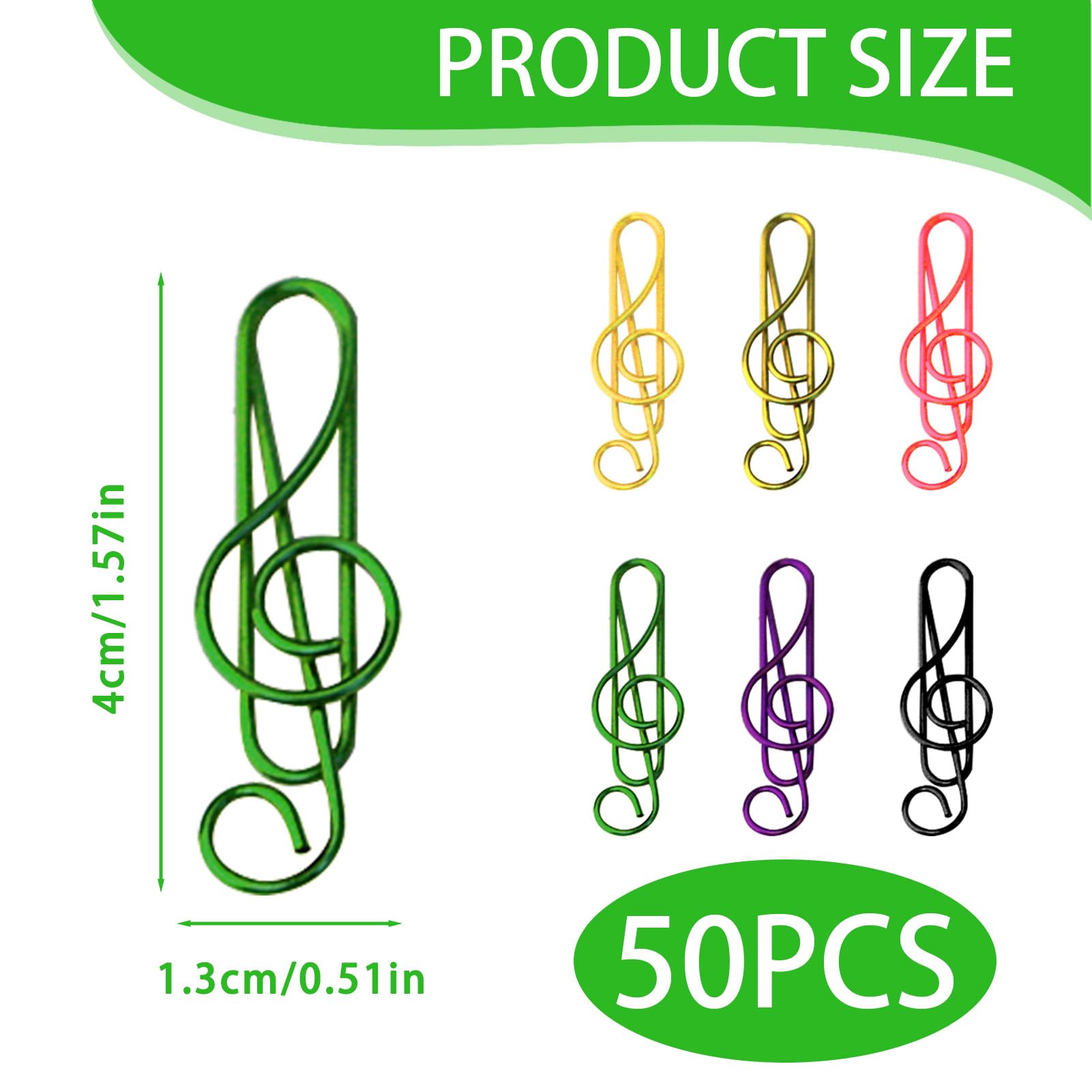 Paper Clips Note Musical Motif, 50 pcs, Musical Notes Paperclips Colourful, Binder Clips Dispenser - Image 2