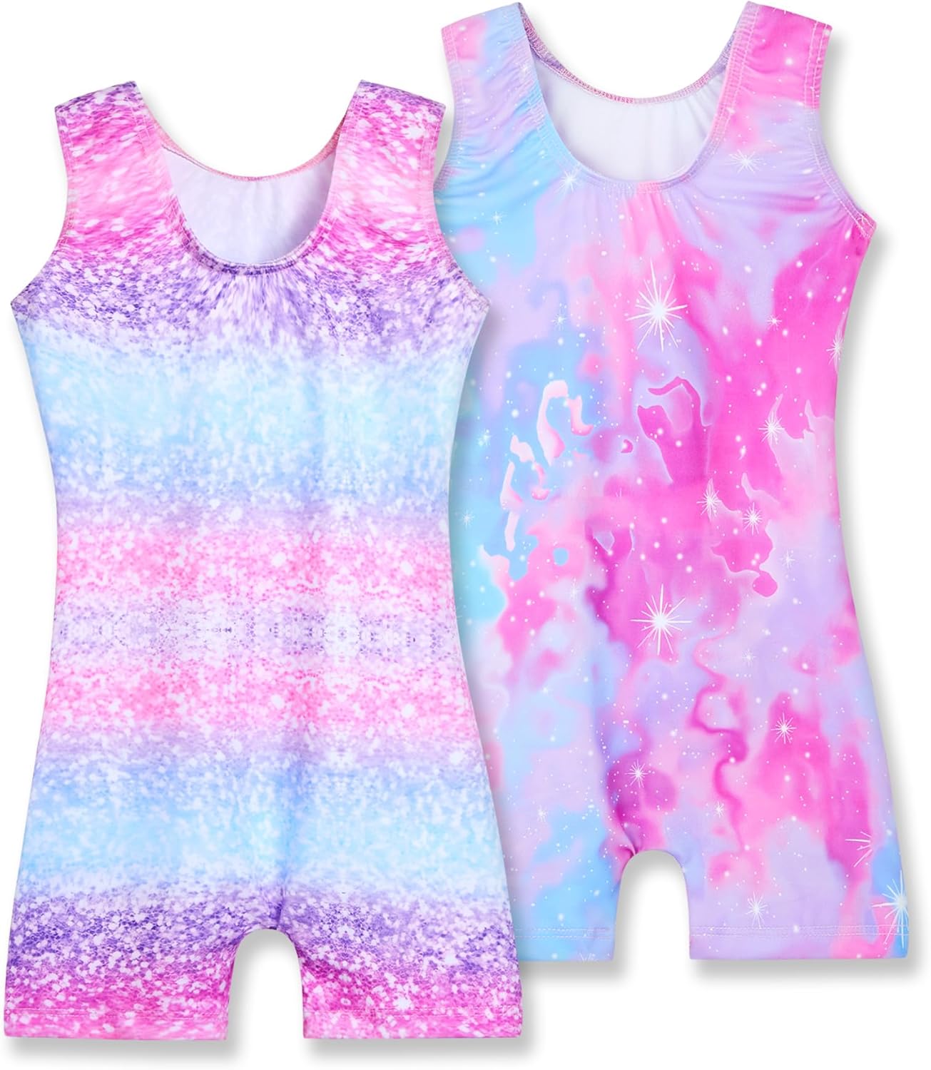 Nymphperi 2 Pack Gymnastics Leotards for Girls Cute Biketards with Shorts Kids Sleeveless Unitard Dance Sportswear - Image 2