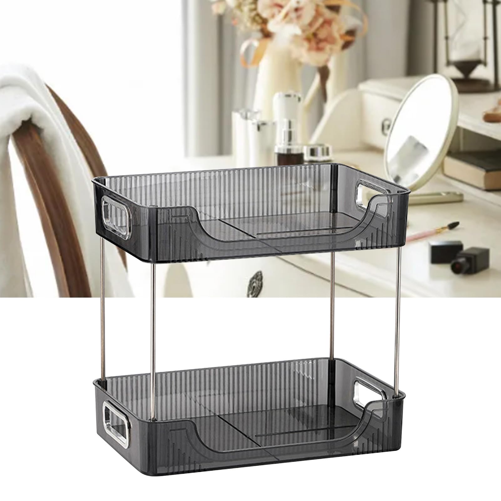 Estante de almacenamiento de espacio amplio y moderno gris elegante