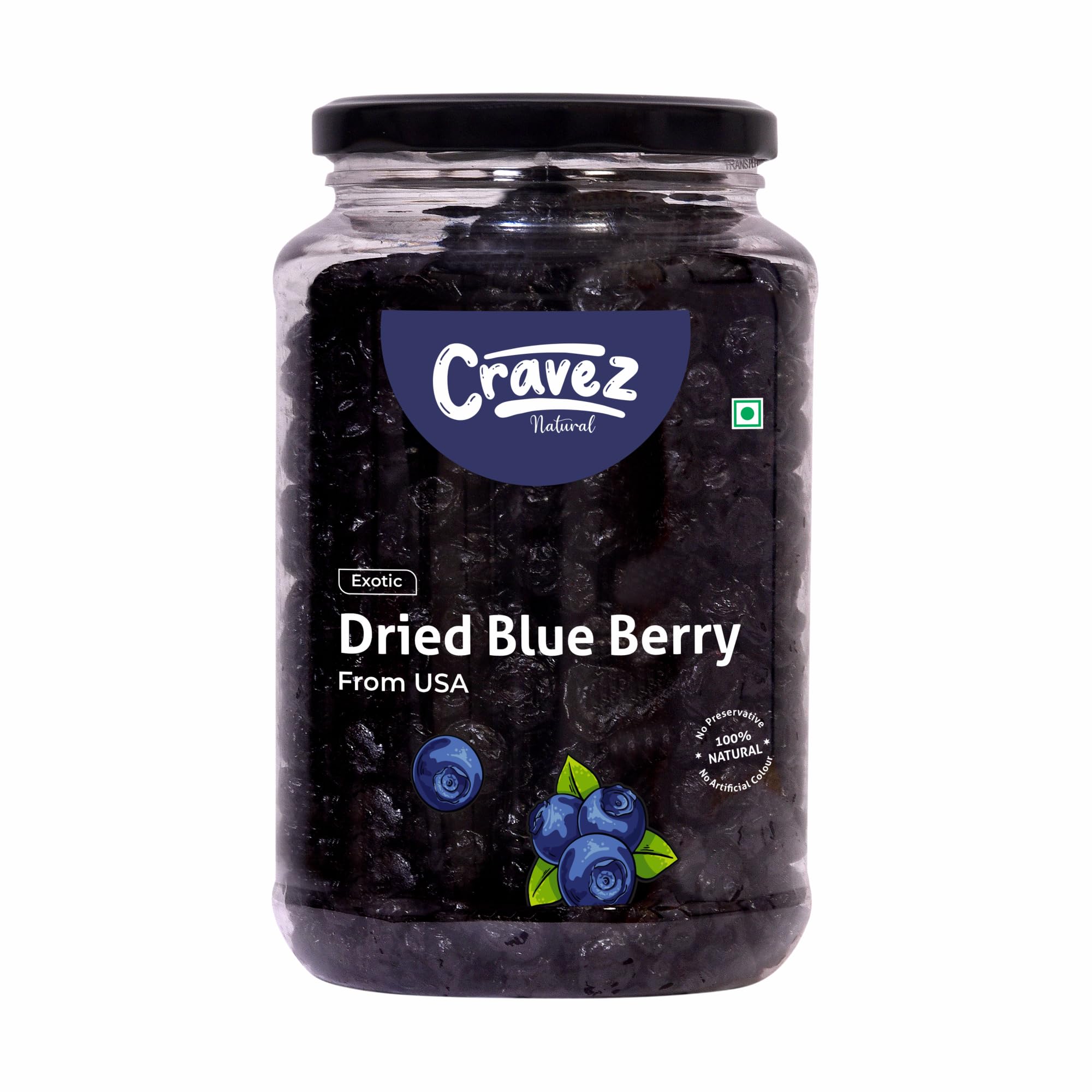 Cravez Dried Blueberries - 500g, Sweet Berries | Dried Fruits | Rich in Calcium, Vitamin K | Healthy Skin | Boost Immunity | Vegan, Non-GMO, Preservative-Free | Blueberry Snacks | Diwali Dry Fruit Gift Box For Family And Friends , Hamper (B0CJM6G22G) Amazon Price History, Amazon Price Tracker