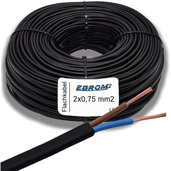 Flat Device Cable H03VVH2-F 2 x 0.75 mm  Black 2 x 0.75 mm    Wire Colours Brown   Blue   2 Pin / Core   PVC Cable   99.9% OFC Copper Full Copper Many Lengths from 1 m   Your Length 20 m