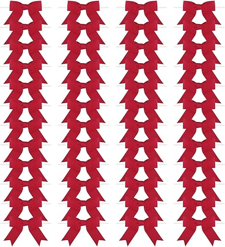 Miniatura 2 de 50 lazos torcidos de grogrén rojo vino de 3 pulgadas, color borgoña, preatados, para bolsas de golosinas, envoltura de regalos, boda, fiesta de