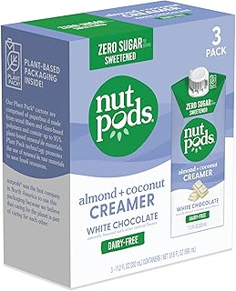 nutpods Sweetened White Chocolate Keto Coffee Creamer - Sweetened Non Dairy Creamer With Zero Sugar, 5 Calories and Zero Net Carbs Per Serving Gluten Free, Non-GMO, Vegan, Sugar Free, Kosher (3-Pack)