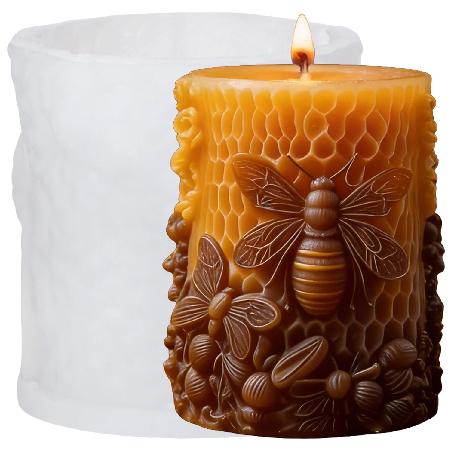 XIAOSHUI 3D Honeycomb Cylinder Candle Mould Beehive Candle Silicone Mould