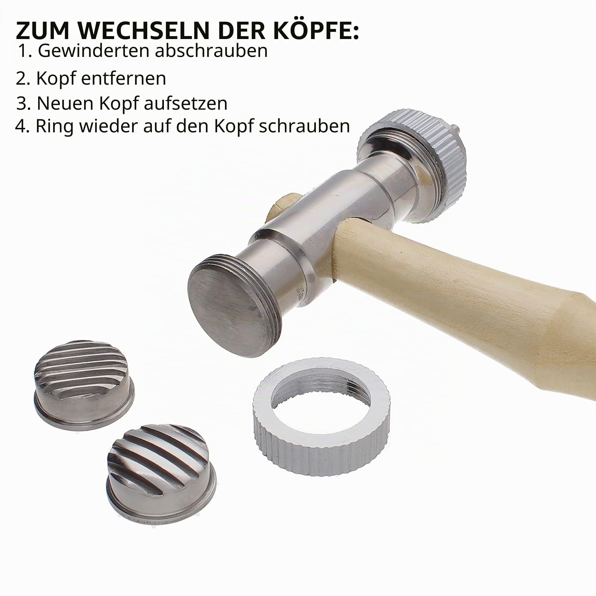 Beadsmith Texturhammer mit austauschbarem Kopf, 13 Stück, 26,7 cm, 26,7 cm.