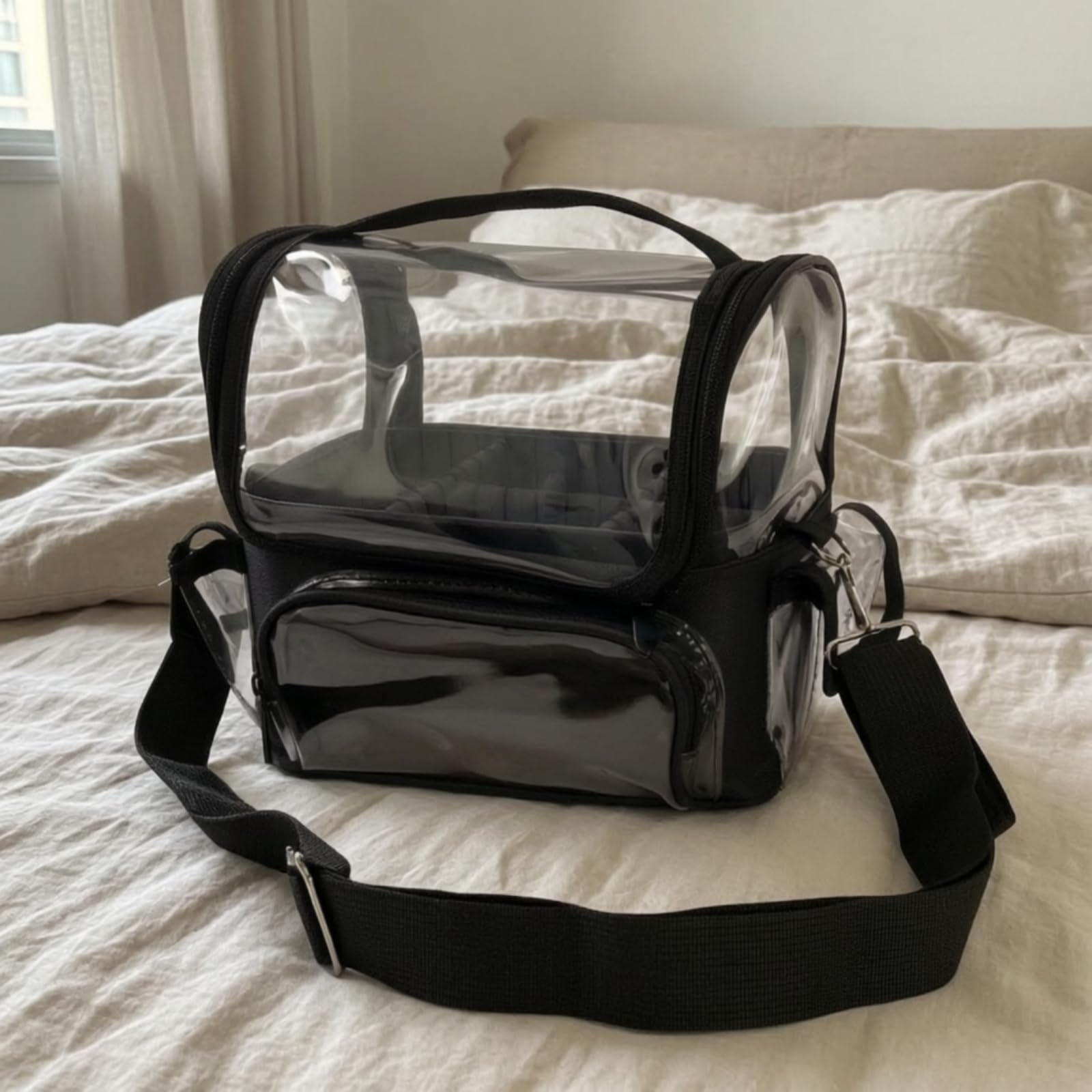 Neceser con Correa Impermeable Bolsa Maquillaje con Divisores Portátil Bolsa Maquillaje para Viajes, Tocador, Gimnasio