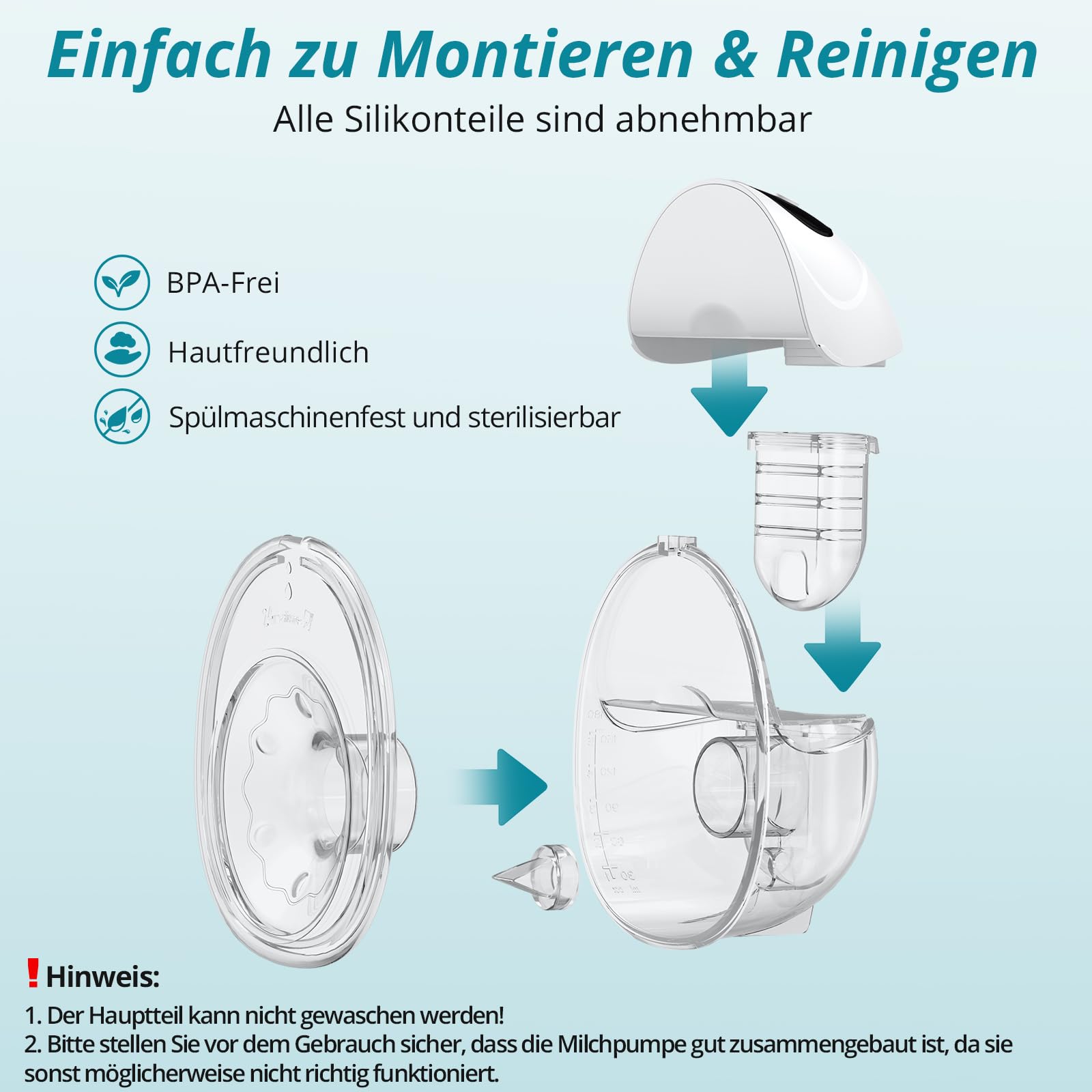 Doppelmilchpumpe Elektrisch Freihändig Leise Abpumpen | 4 Modi & 12 Saugstufen, mit USB-Aufladung, 21mm/24mm/27mm Komfortabler Flansch für Büro Unterwegs Reisen (Weiß)