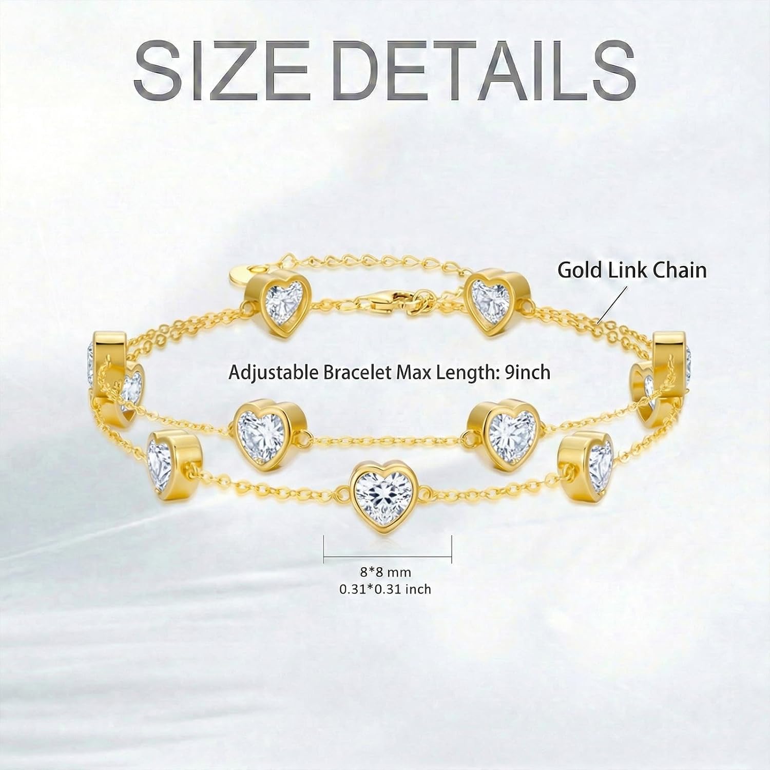 OJK Mothers Day Gifts 14K Gold Birthstone Bracelet for Women 14K Gold Heart Layered Bracelets Anniversary Birthday Jewelry Gifts for Wife Mom Her