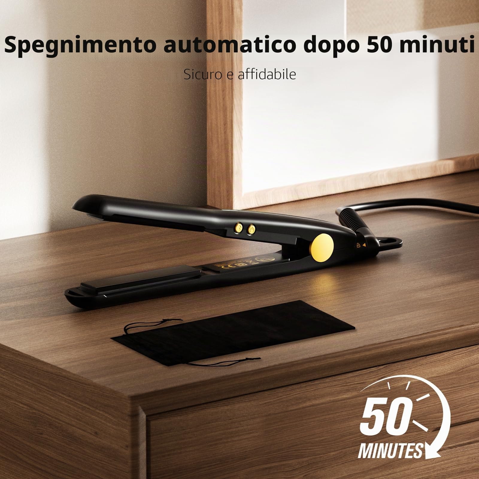 Farery Mini Piastra per capelli corti, piccolo straighter in ceramica con turmalina, mini straighter per viaggi con custodia, spegnimento automatico, doppia tensione, temperatura regolabile