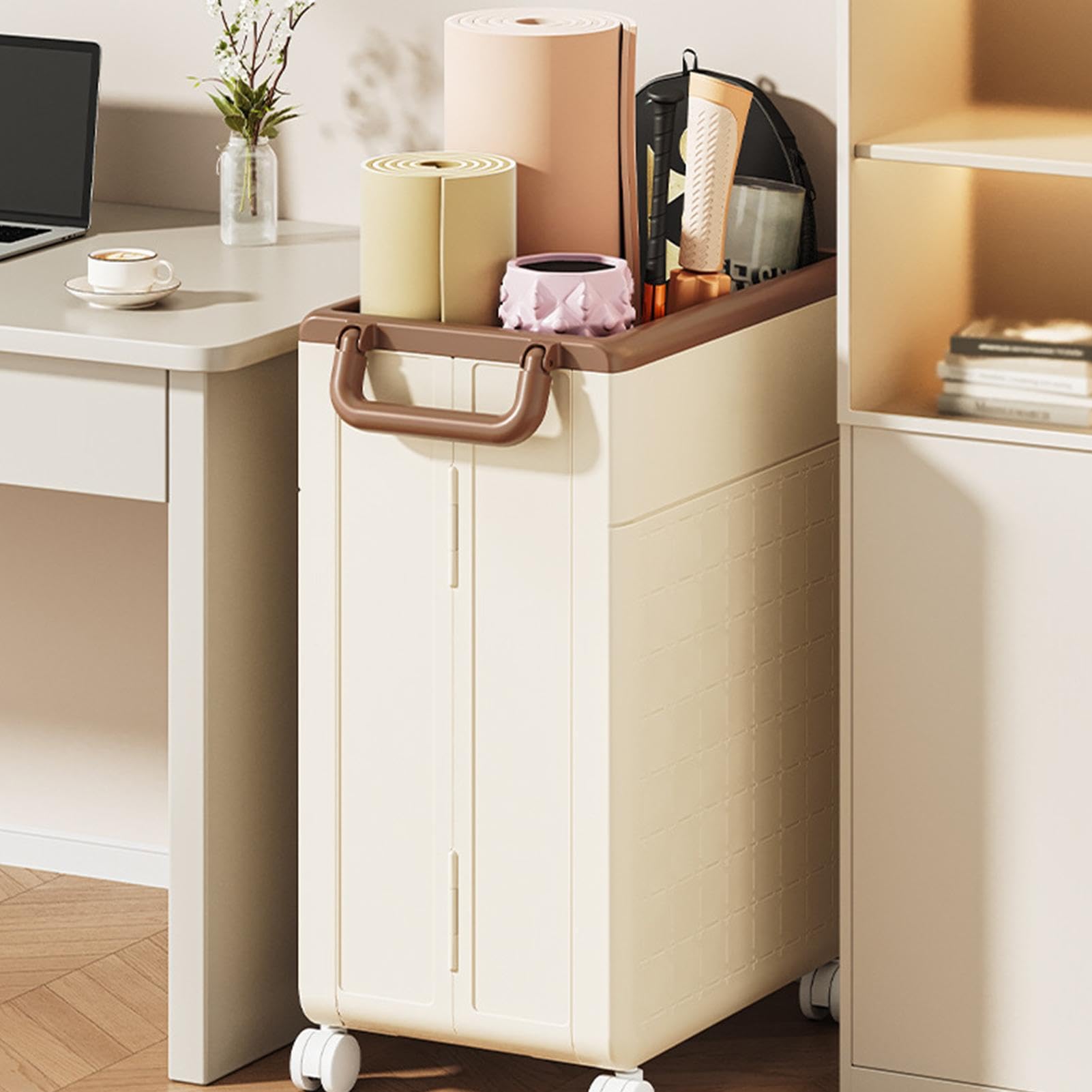Organizador de esterilla de yoga, organizador plegable multiusos | almacenamiento portátil con ruedas y asa, equipo de entrenamiento para gimnasio en casa