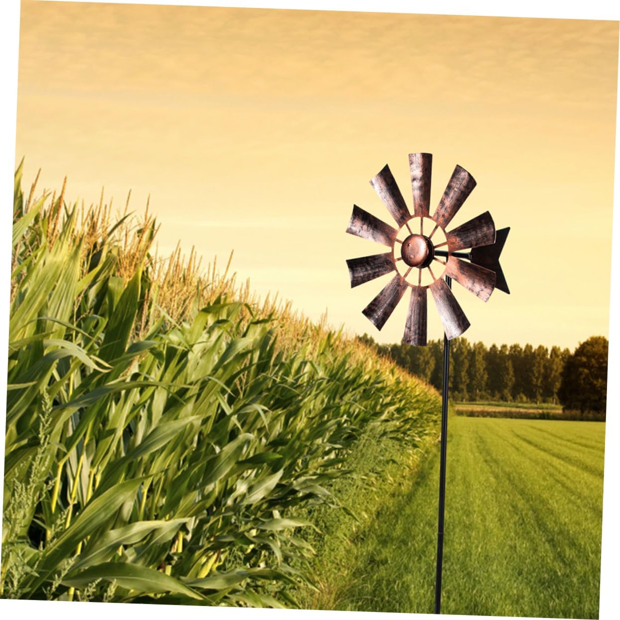 2pcs Large Metal Windmill Ornaments Garden Decor Bright Colors Wind Spinners for Boys and Girls and Decorative Use