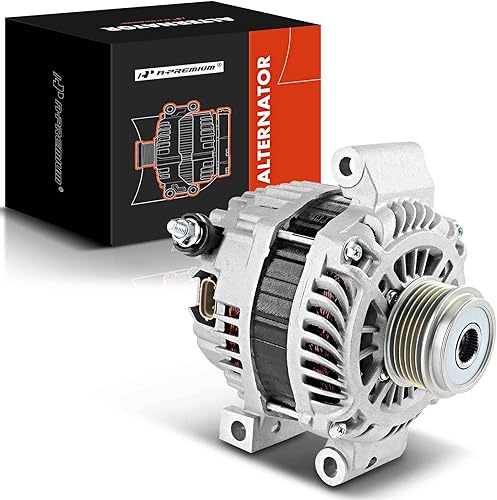 Miniatura 1 de A-Premium Alternador compatible con Mazda 6 2006-2013, L4 2.3L, 12V 110A polea de 6 ranuras en el sentido de las agujas del reloj, repuesto #