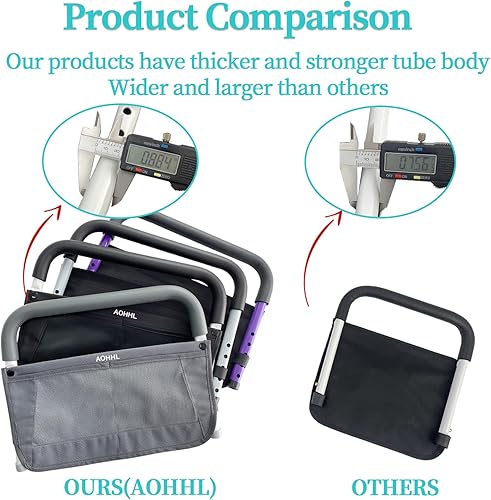 Miniatura 4 de Barandillas de seguridad para adultos mayores con alturas ajustables, bolsillo de almacenamiento, barandillas laterales de apoyo para personas