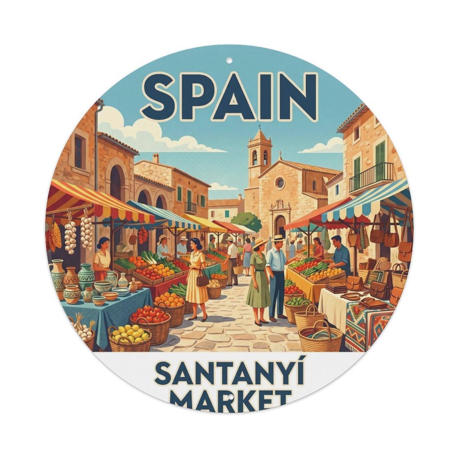 Mallorca Santanyi Market Spain Landmark Travel Metal Tin Sign