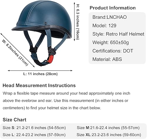 Miniatura 6 de Casco de motocicleta de cuero hecho a mano, casco retro de media cara para adultos, hombres y mujeres, casco ligero abierto 12 vintage para