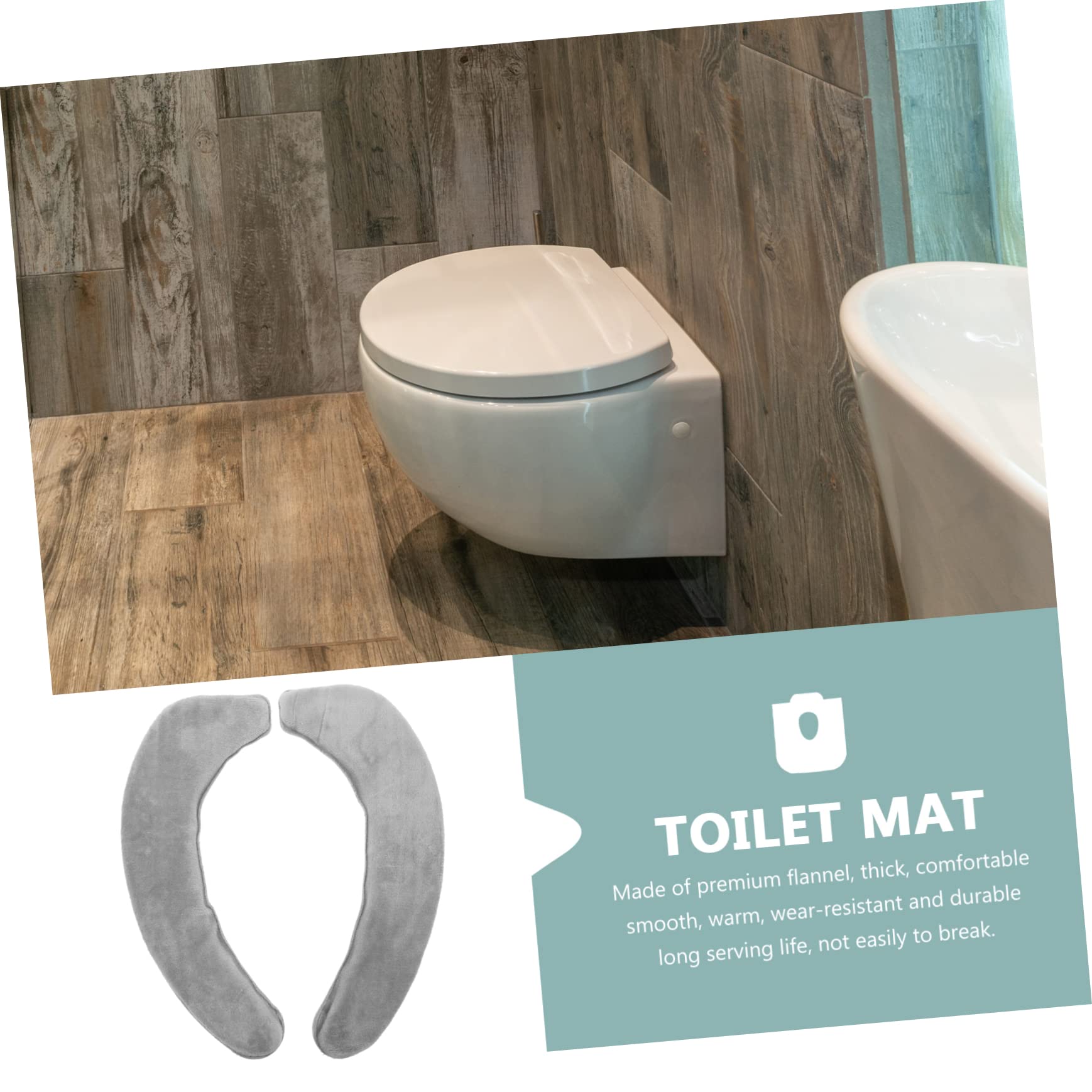 Garneck Seat Cover Washable 2 Pack Flannel Toilet Seat Cover Padded Cushion Soft Comfortable for Bathroom Gray