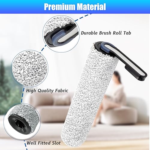 Vista 17 de Rodillos de cepillo de repuesto compatibles con Tineco Floor ONE S3/iFloor 3 Breeze - Rodillos inalámbricos para aspiradora en seco y húmedo