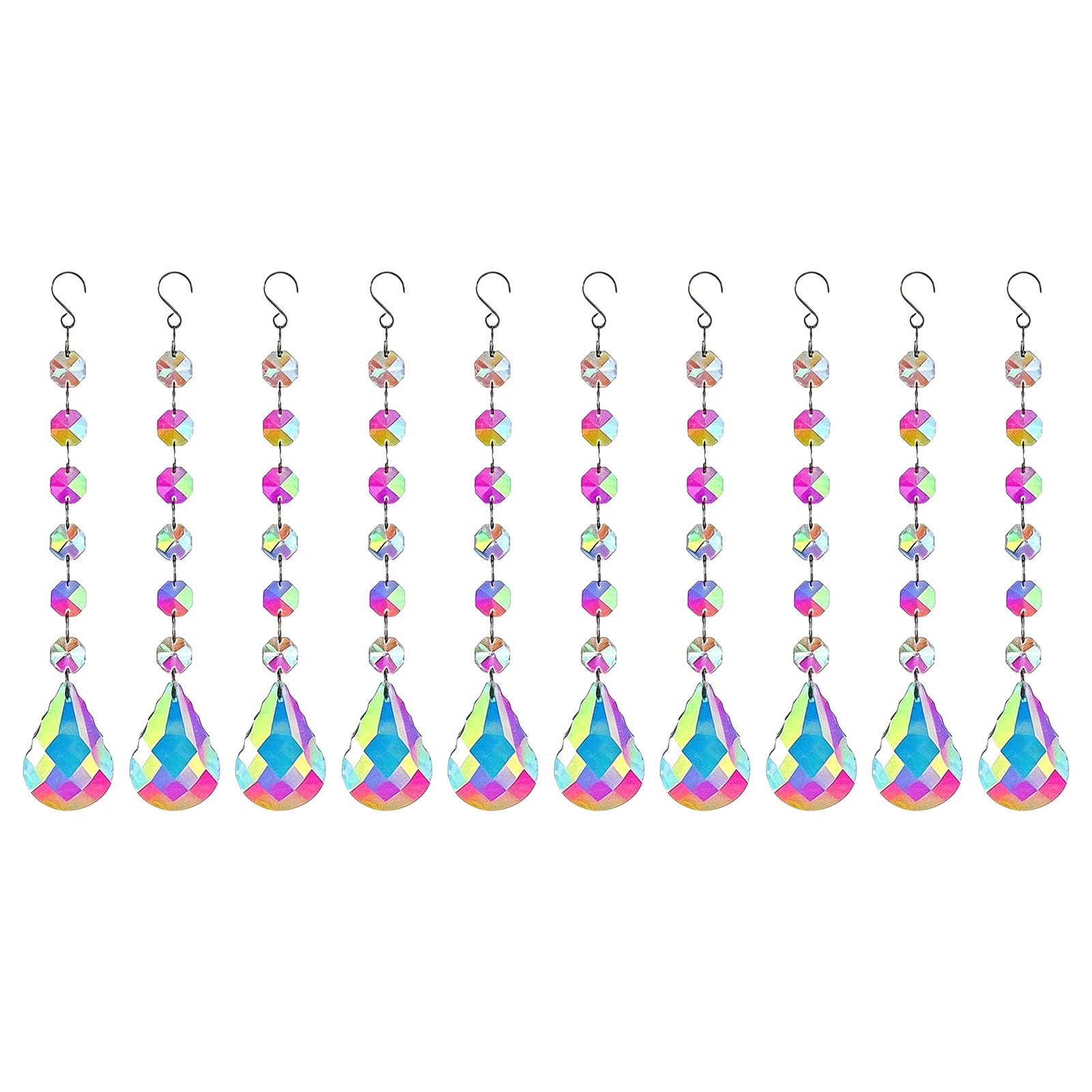Reflective Suncatchers Prism Decor Set, 10 Piece Faceted Bead Ornaments for Sunlit Room Party Wedding Display At Home Accent Sun Prism Decor Faceted Bead Strand Reflective Glass Ornament Home Room