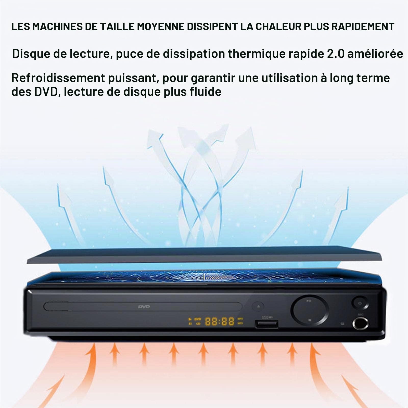 Lecteur DVD de Protection des Yeux Blu-Ray 4K, Lecture HDMI Home VCD HD, avec Prise USB/Mémoire de Mise Hors Tension