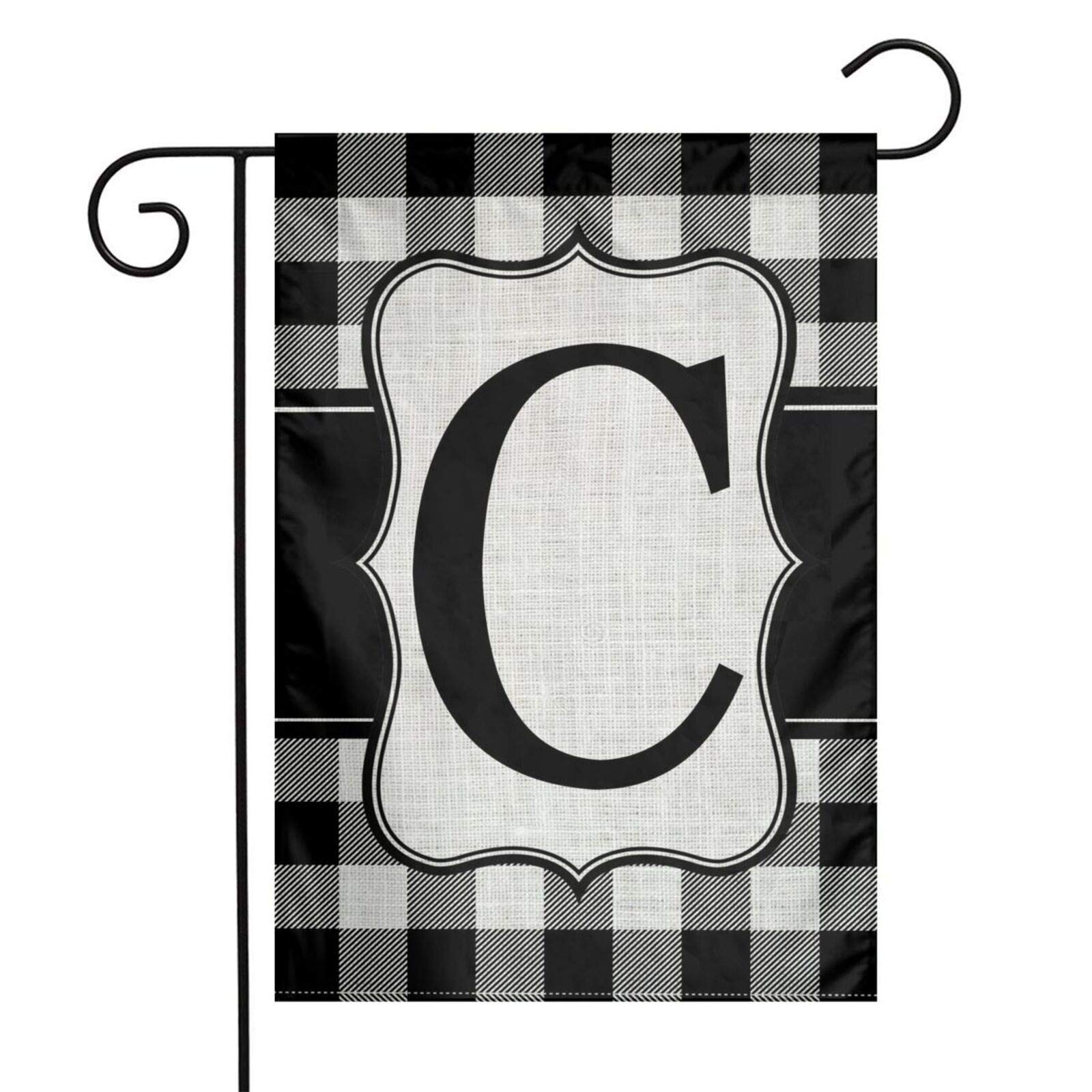 Monogramm Gartenflagge – Initiale C, 30.5x45.7 Cm, Aus Leinenstoff, Doppelseitig Bedruckt