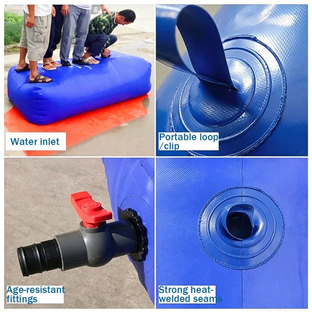 Zfmnoyev Depósito Flexible para Agua De 26 A 2642 Galones, Bolsa Plegable Y Flexible para Almacenamiento De Agua, Bolsa De Agua De Emergencia para Sequías(1x1x0.5m-500L/132GAL)