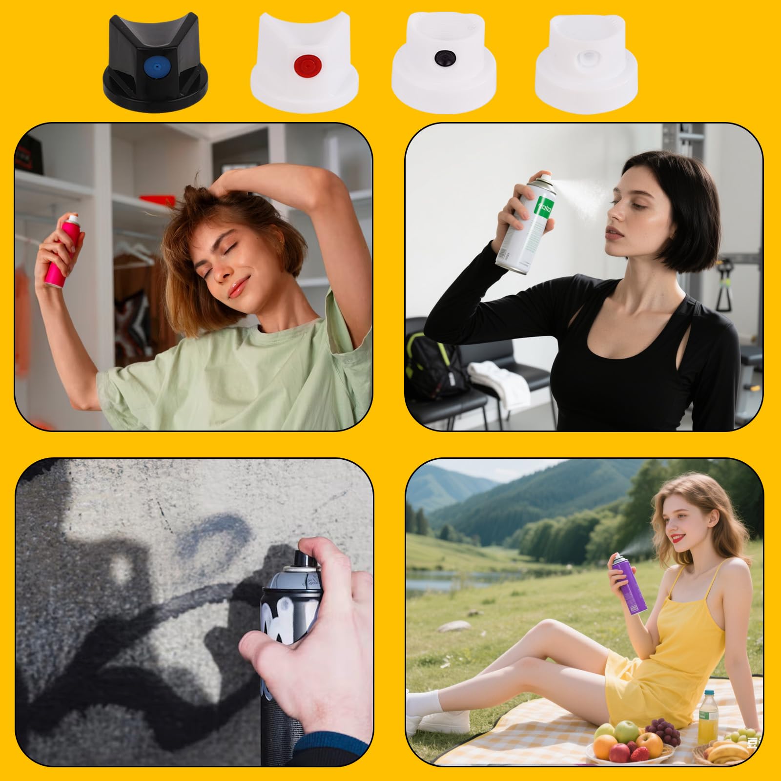 Tinoaly 10 szt. Uniwersalne Nasadki Farby w Sprayu, Wymienne Końcówki do Farby w Sprayu Dysze Puszek z Rozpylaczem do Graffiti i Sztuki Tworzenia Malowania Projektów DIY