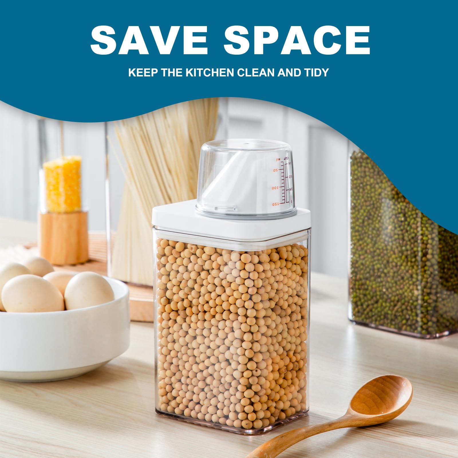 Dispenser Detersivo Antigoccia, 1500 Ml, Con Misurino - Contenitore Per Detersivo In Polvere O Liquido, Design Pratico E Pulito - Foto 8