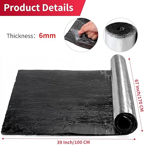 Miniatura 28 de Rollo de aislamiento de automóvil con acabado de papel de aluminio de 6.181 in (0.157 in) y 18 pies cuadrados - Amortiguador de sonido automotriz