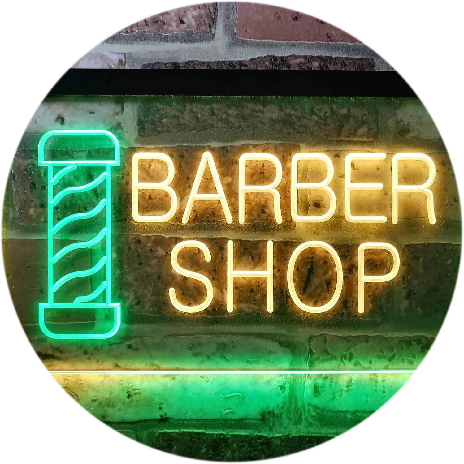 ADVPRO Barber Pole Shop Hair Cut Dual Color LED Neon Sign Green & Yellow 24" x 16" st6s64-i0005-gy