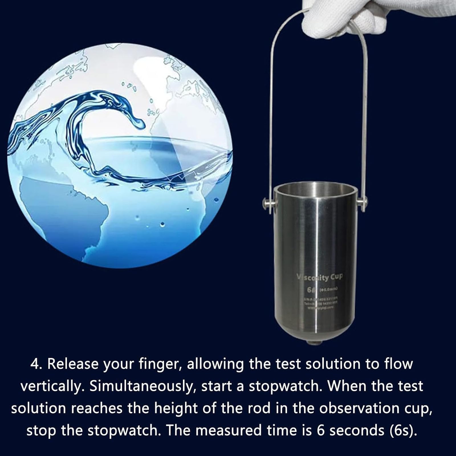 Vaso de viscosidad, vaso de flujo tipo inmersión de acero inoxidable, herramienta de medición de 230 ml para pintura, pegamento, aceite, tinte, salsa