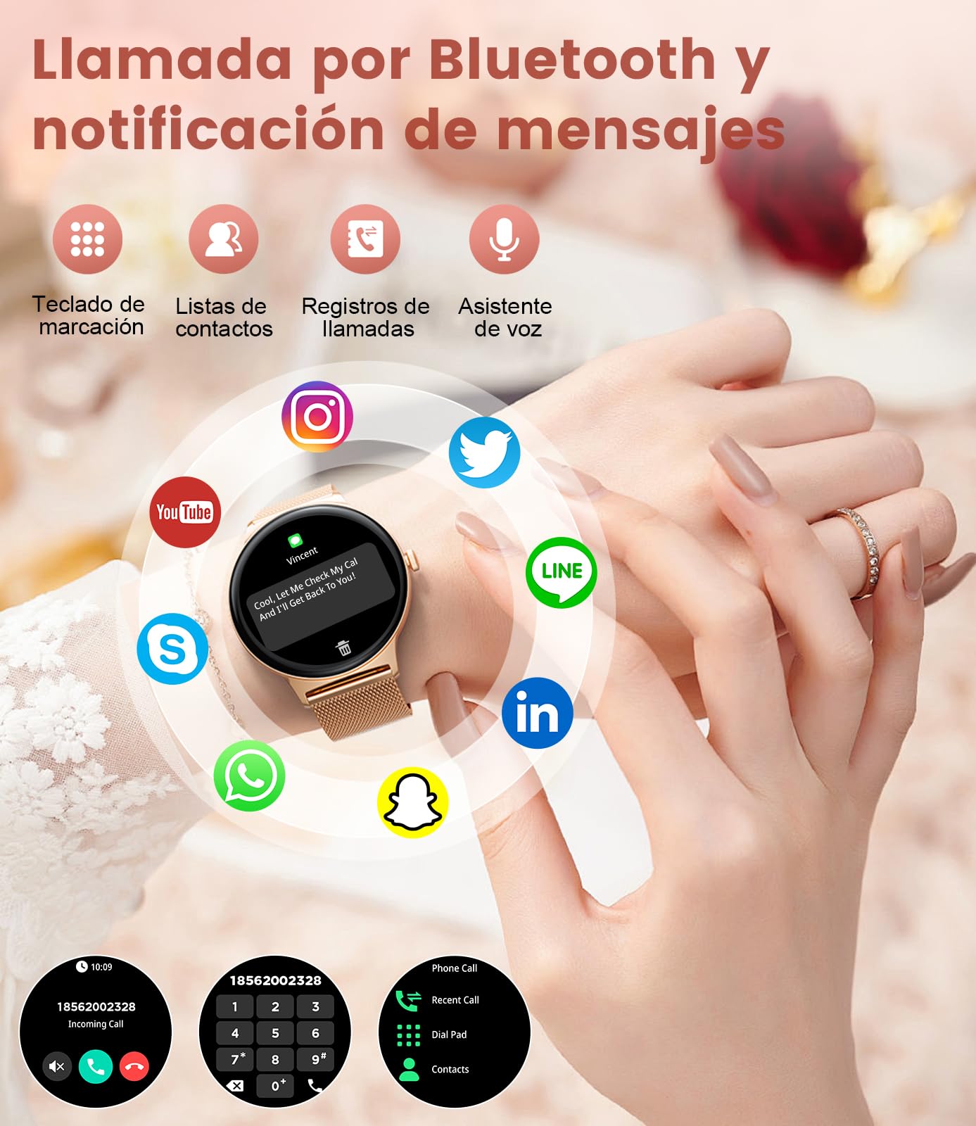 LIGE Reloj Inteligente Mujer con 1.43" AMOLED, IP68 Resistente al Agua/Llamadas Bluetooth/Monitoreo de Salud (Ciclo Menstrual, Sueño, Frecuencia Cardíaca), Estilo de Vida Saludable.