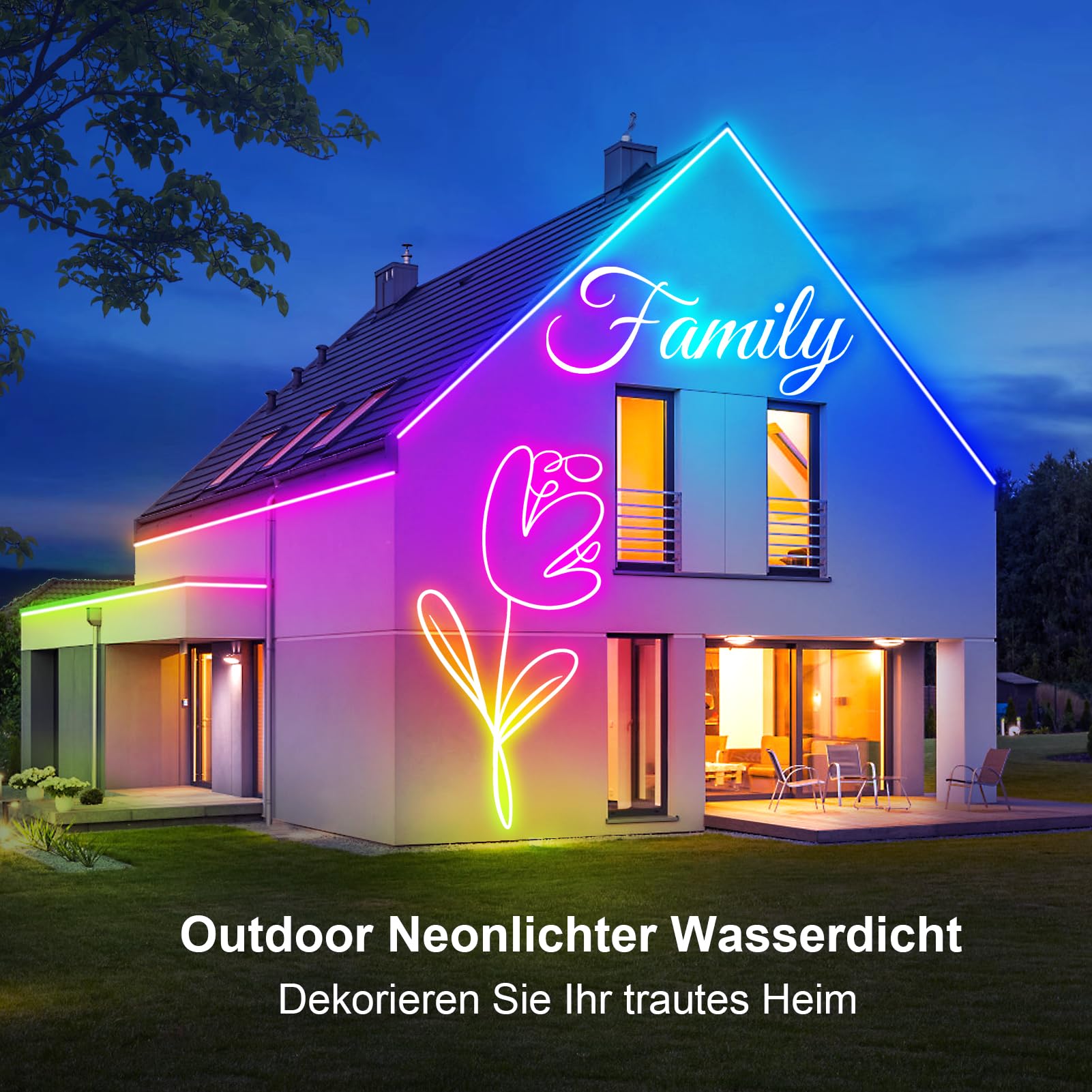 CCILAND Neonowa taśma LED, 10 m, 24 V RGB, z pilotem zdalnego sterowania, sterowanie za pomocą aplikacji, synchronizacja muzyki, silikonowa taśma LED, DIY, wodoodporna, do salonu, sypialni, dekoracja