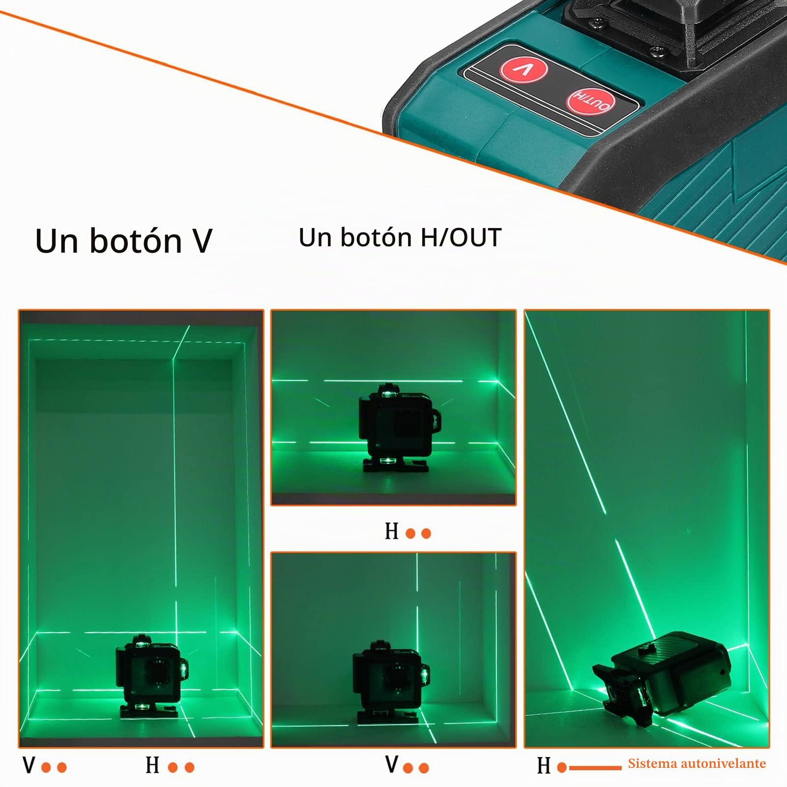 Relogic Láser de líneas cruzadas multifuncionales, 16 líneas, función autonivelante de 3 grados, línea de nivelación omnidireccional para suelo y pared