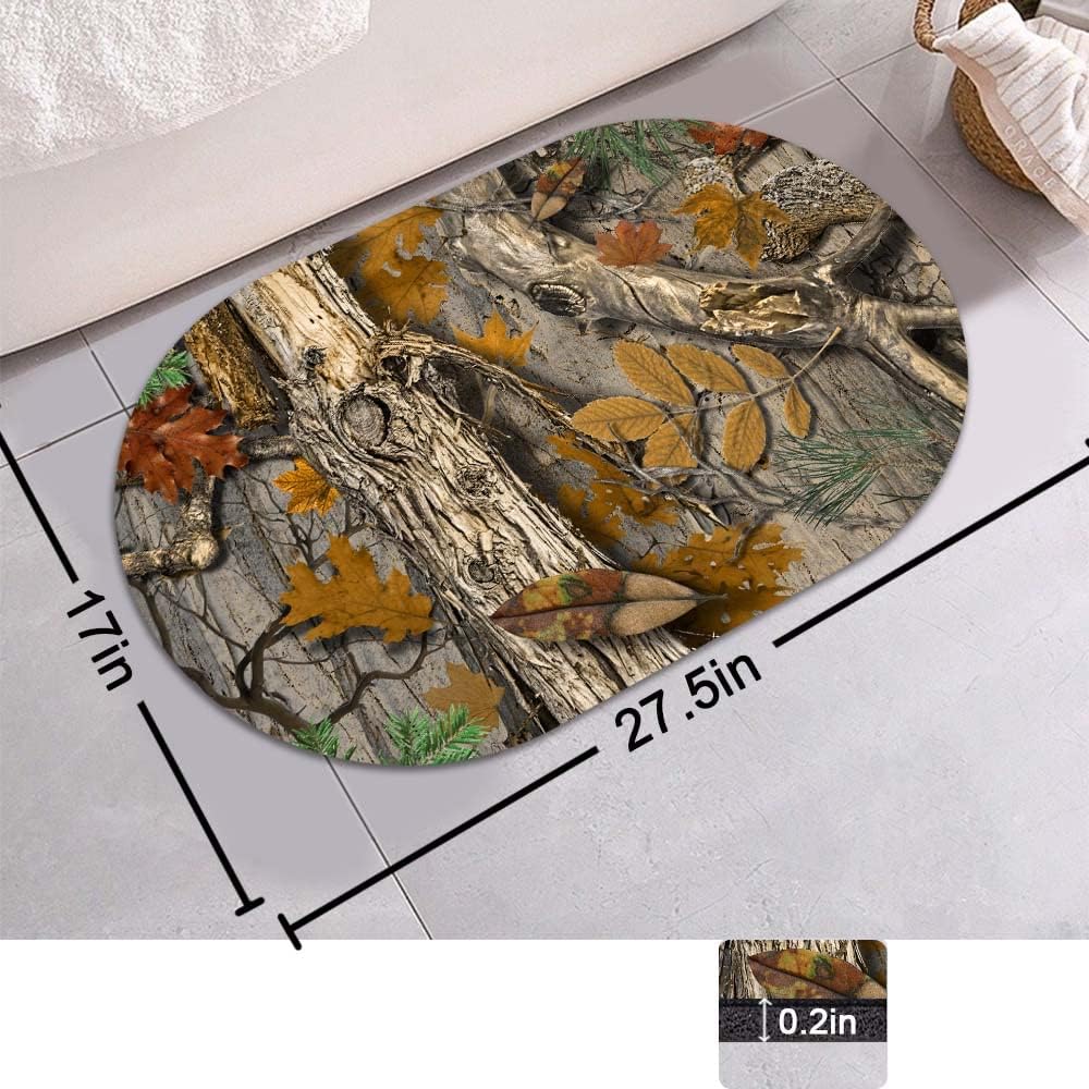 Bath Mat Rug-Camo 2 Pattern Rubber Quick Dry Non Slip Super Absorbent Thin Bathroom Rugs Fit Under Door Washable Bathroom Floor Mats-Shower Rug for in Front of Bathtub,Shower Room,Sink