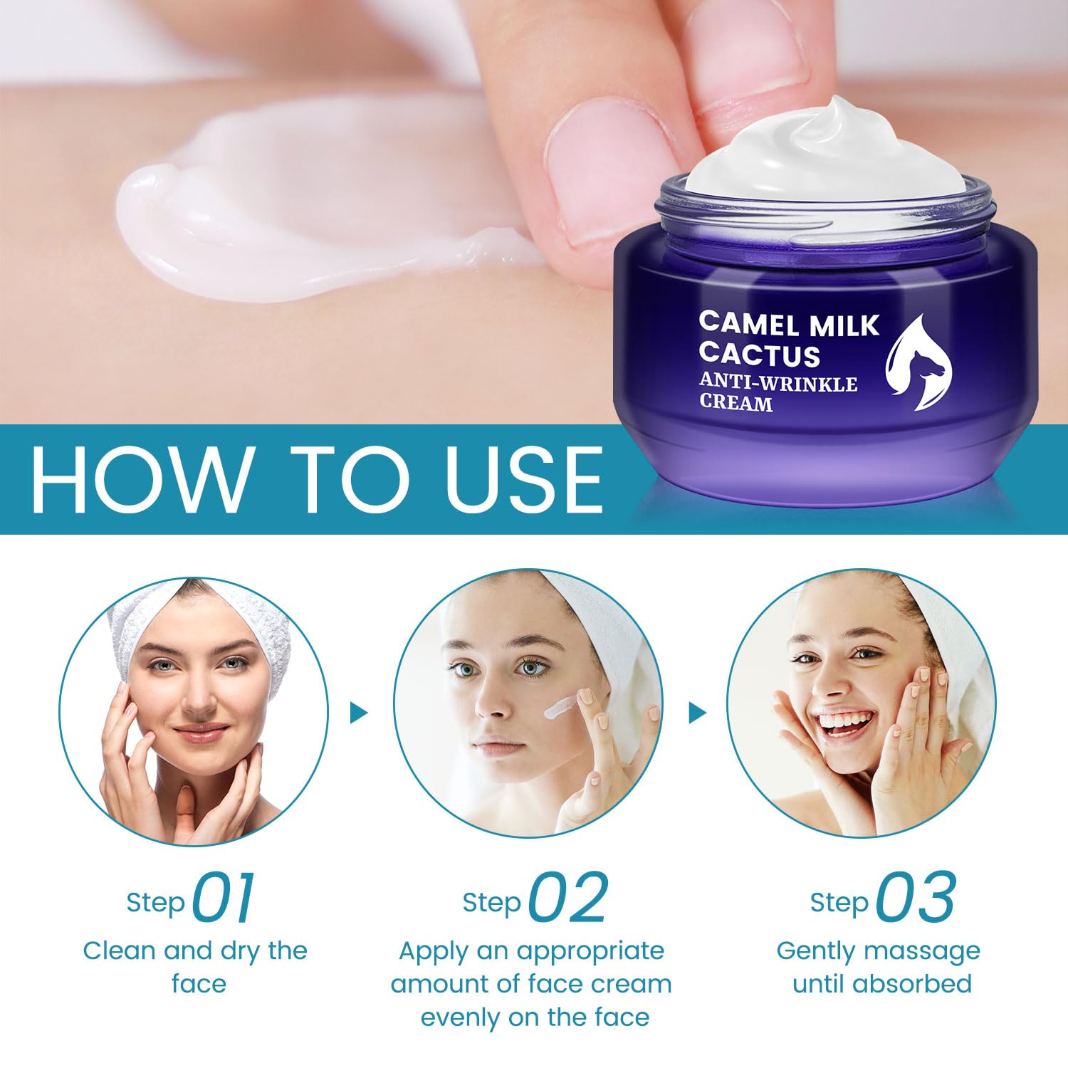 PEGO Camel Milk Cactus Repair Moisturizing Cream, Anti Wrinkle Face Moisturizer for Women, Promotes Collagen Synthesis, Accelerates Cell Turnover, Reduces Wrinkles & Spots, 50g/e1.764oz - Image 9