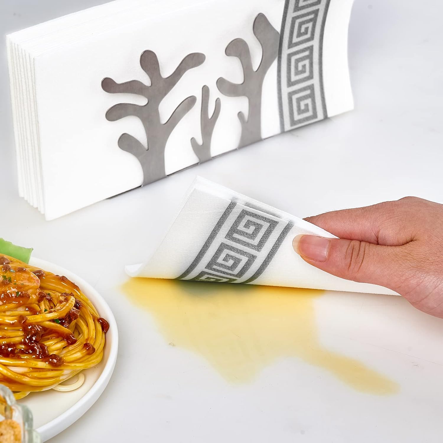 LITOPAK 200 Pack Paper Hand Towels for Bathroom, Guest Towels Disposable, and Paper Napkins Disposable for the Bathroom, Kitchen, Wedding, Party, and Dinner(Silver)