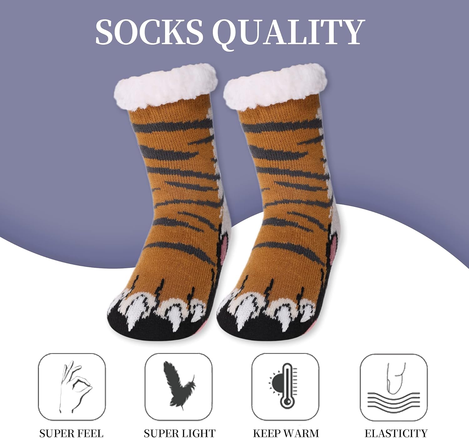 SDBING Kids Fuzzy Slipper Socks Boys Girls Soft Cozy Fluffy Grips Socks Winter Warm Non Slip Christmas Socks - Image 6