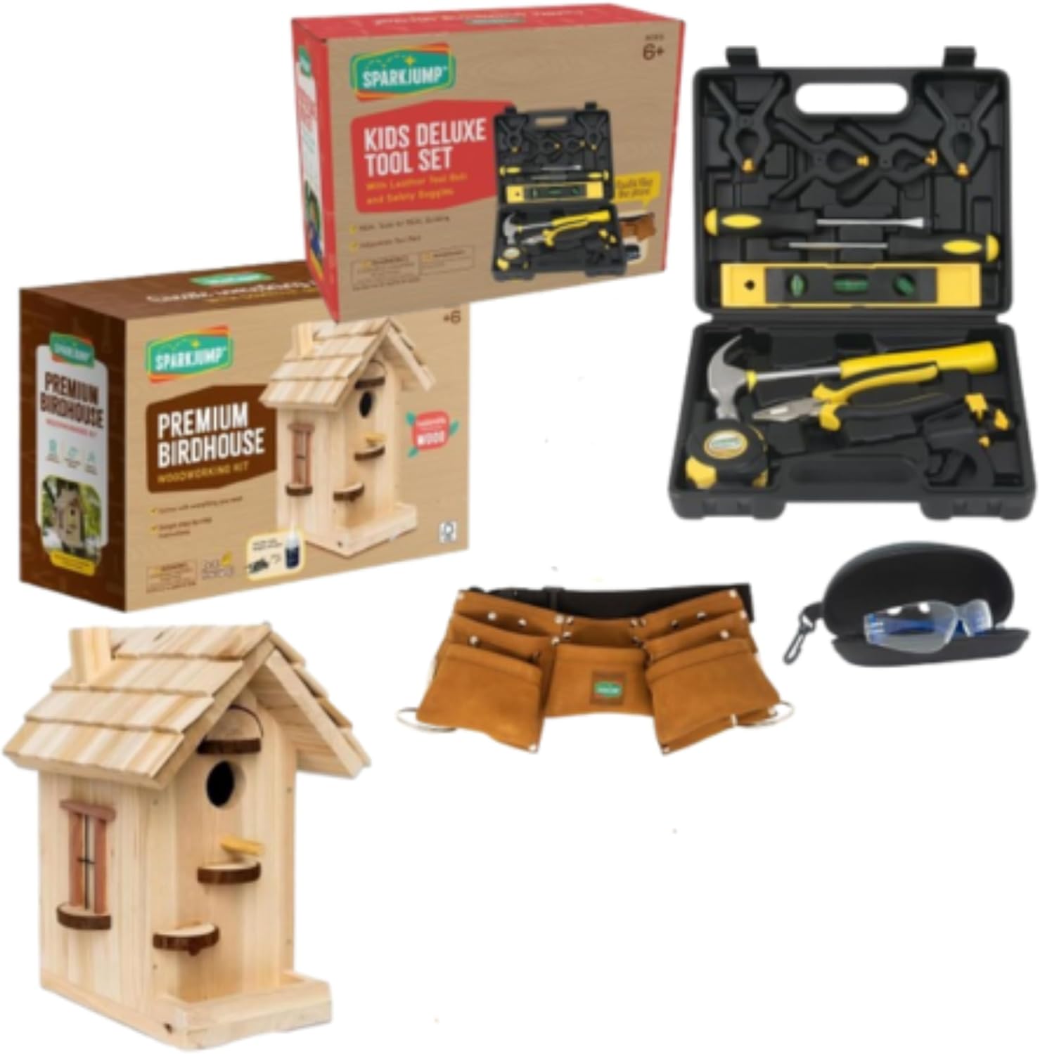 SparkJump DIY Adventure Bundle: Kids Tool Set & Premium Birdhouse Kit for Creative Builders