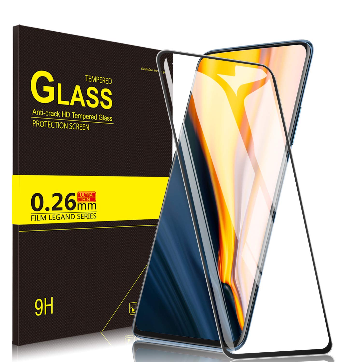 ELTD for OnePlus 7 Pro Screen Protector, [9H Hardness] [Full Coverage] Protective Film HD Clear Tempered Glass Screen Protector Anti-Shatter Film for OnePlus 7 Pro Smartphone (Black) (1 pack)
