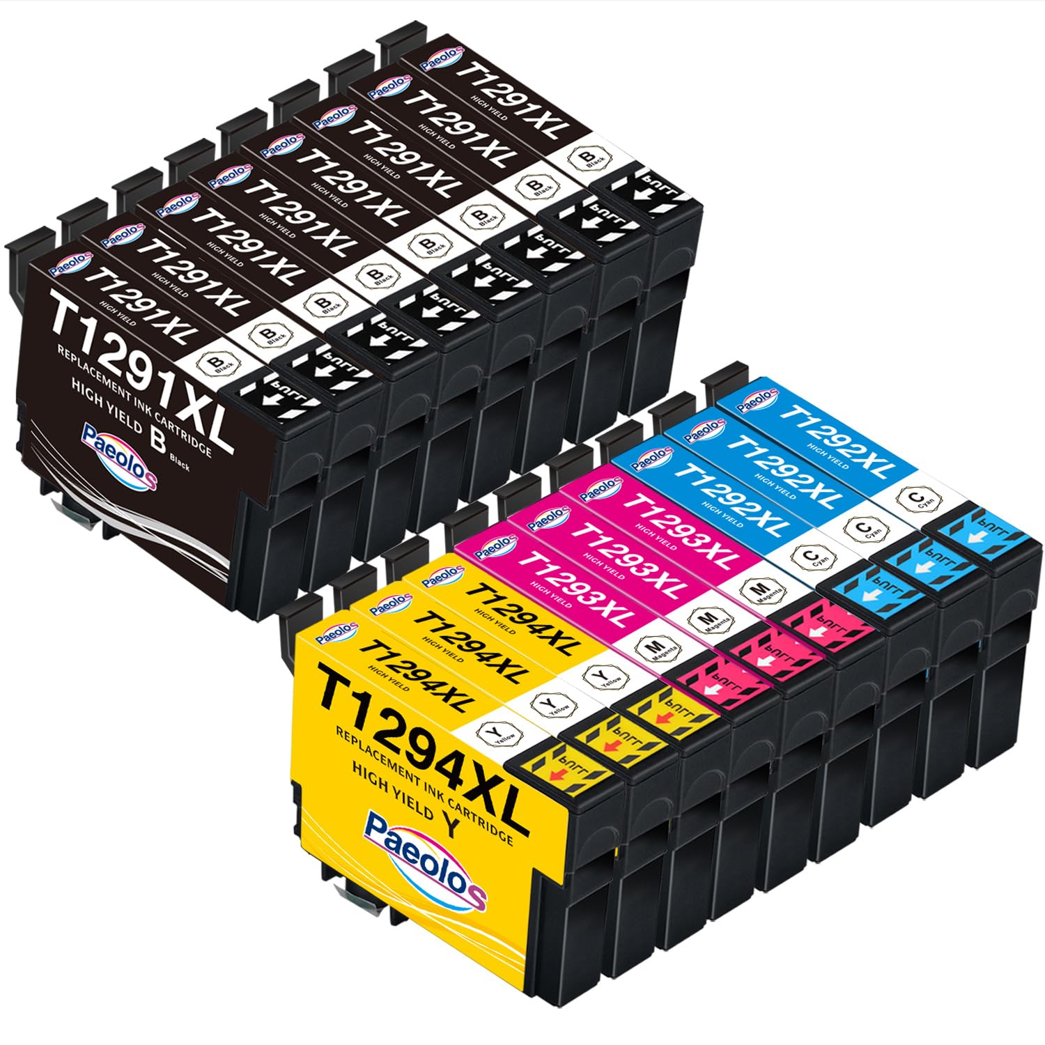 Paeolos T1295 Multipack Kompatible für Epson WF 3520 Druckerpatronen WF 3540 Tintenpatrone für Epson T1291 T1292 T1293 T1294 WF-7525 WF-7515 Stylus SX235W SX425W SX445W SX535WD Stylus Office BX635FWD