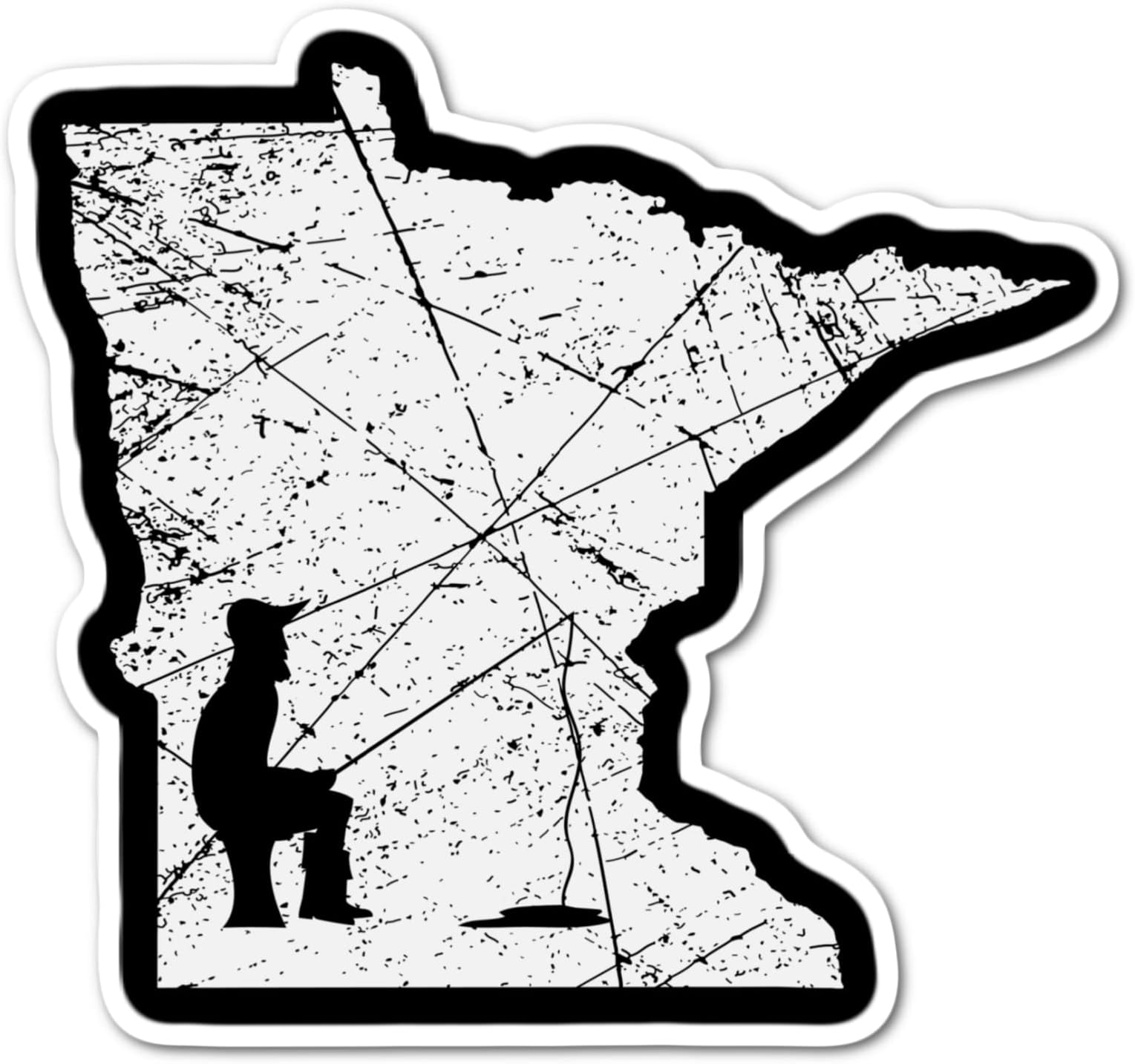 3.25" MN Ice Fishing Hobby Winter Sport Fish Walleye Musky Bass MInnesota Nice Laminated Laptop Sticker