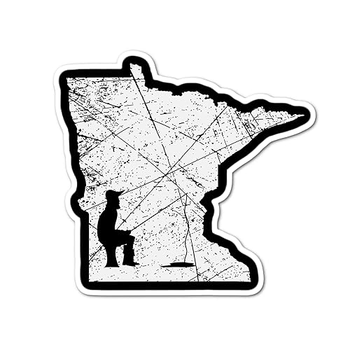 3.25" MN Ice Fishing Hobby Winter Sport Fish Walleye Musky Bass MInnesota Nice Laminated Laptop Sticker