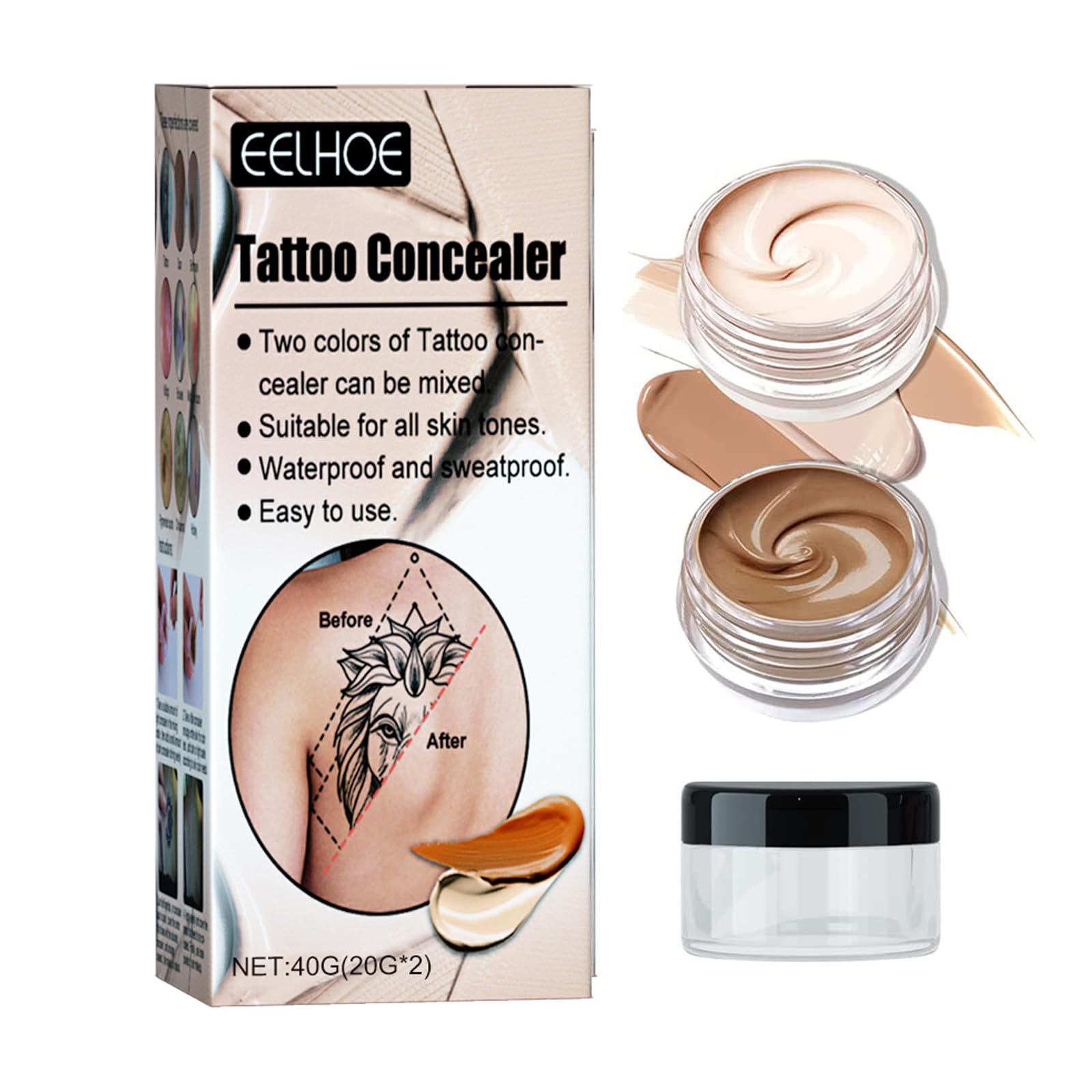 Professional Concealer Set - Waterproof Cover up Makeup for Body, Legs, Dark Spots, Scars - 2 Colors