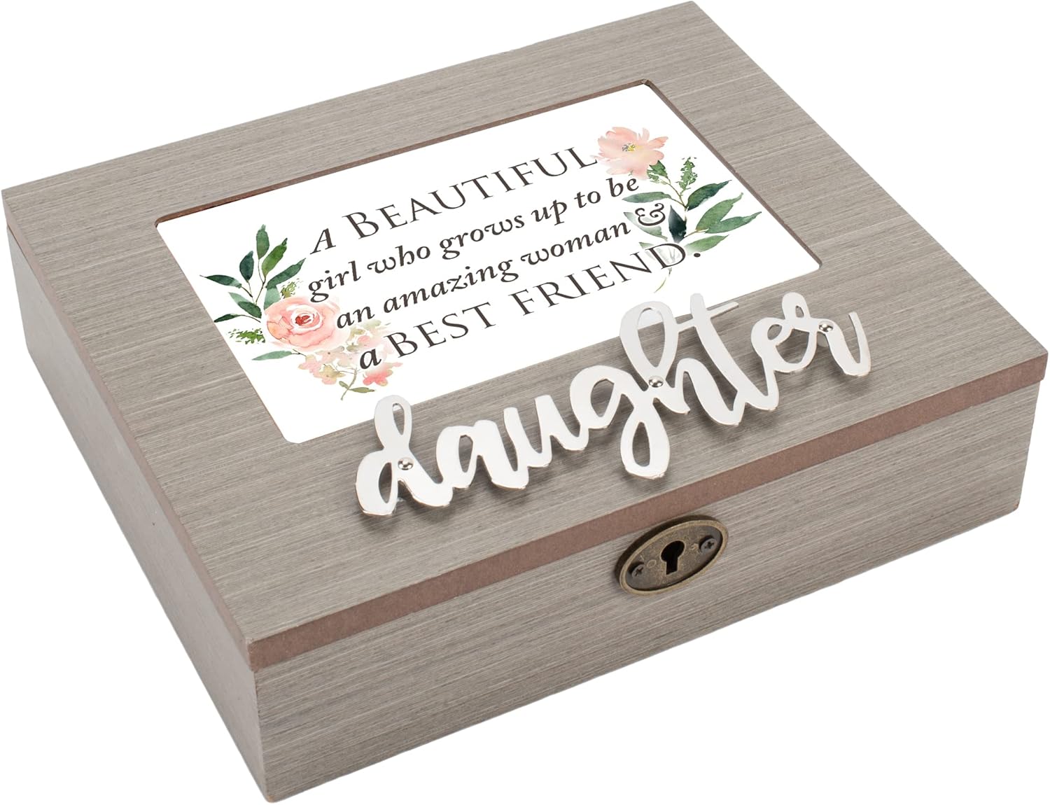 Cottage Garden Beautiful Best Friend Metal Applique Daughter Musical Box Plays Wonderful World