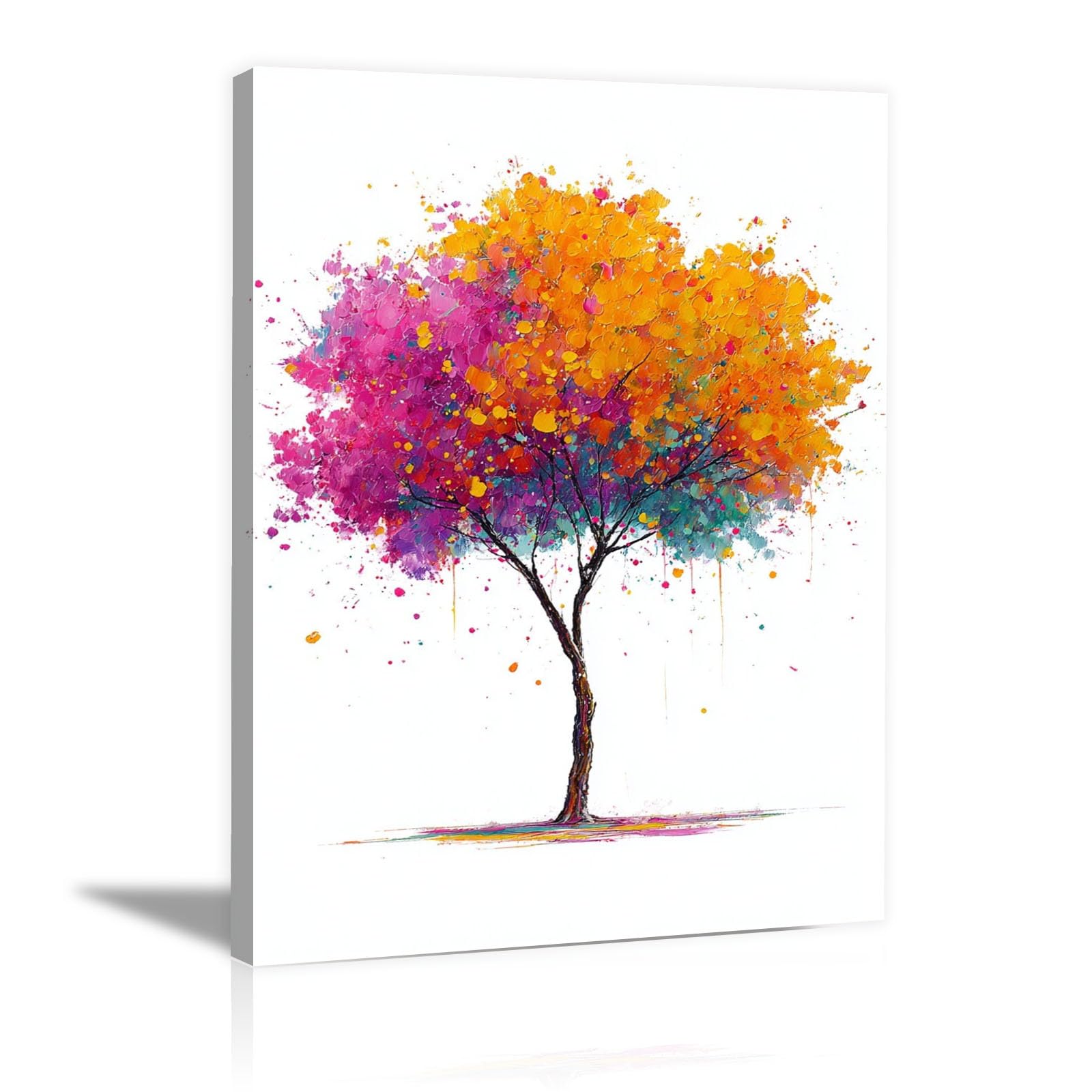 TODOAA Cuadro Arbol Abstracto Lienzo Nórdico Cuadros Árbol colorido abstracto Decoracion Salon Lienzo, Dormitorios Para Comedor Oficina Pasillo Cocina Y Baño（Amarillo-50x70cm Enmarcado
