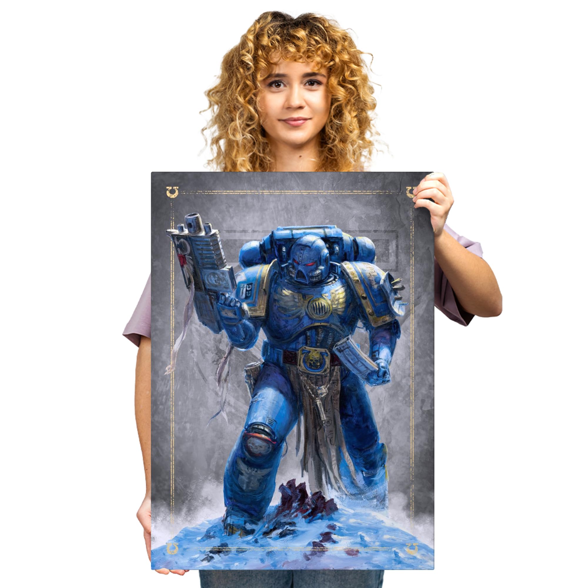 Displate - Poster in metallo - Wall Art - Warhammer - Space Marines - Ultramarine Battle Brother - Größe L - 67,5 x 48 cm Matt