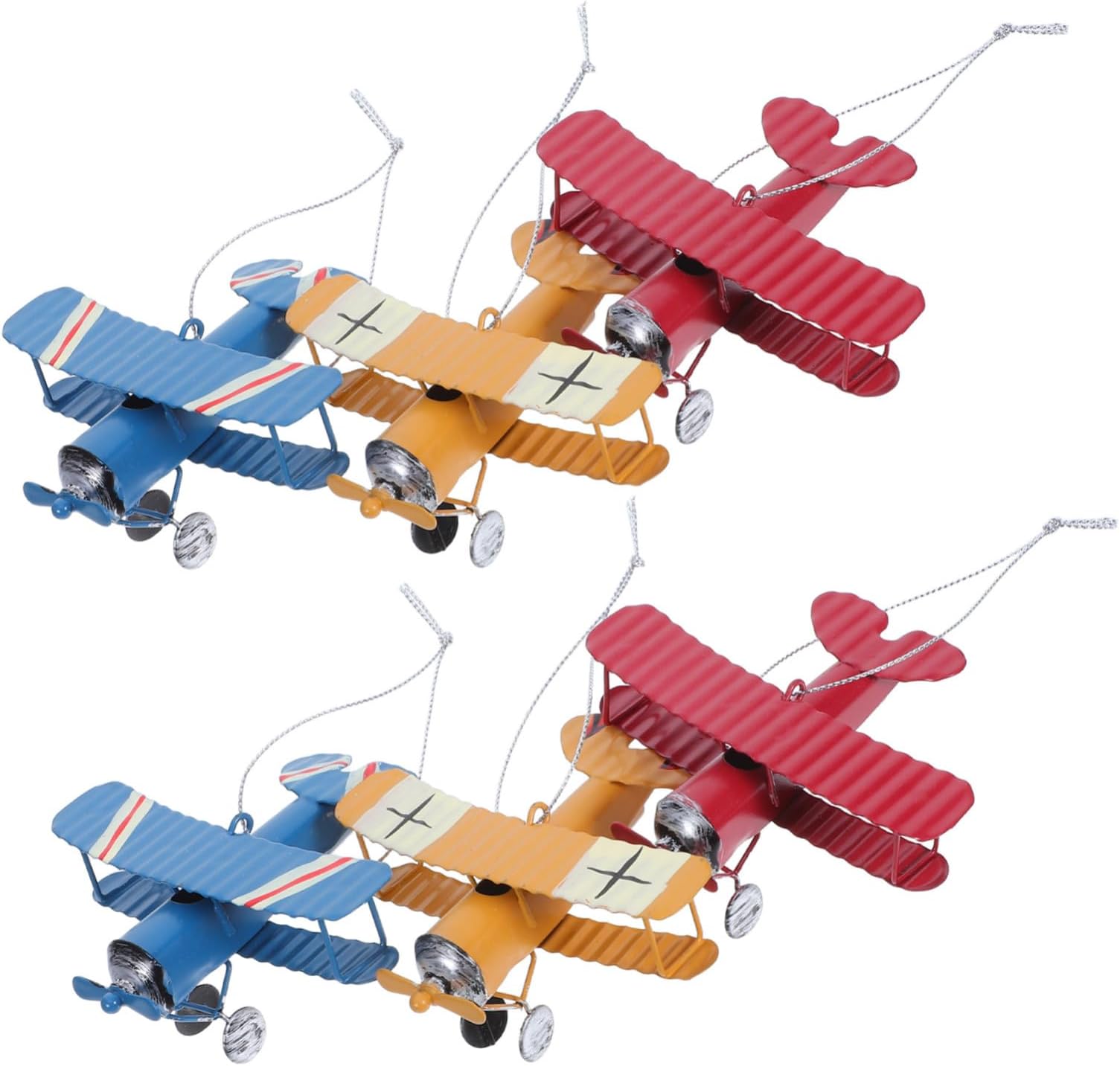 Gogogmee 6個ダイキャスト製属飛行機モデル ビンテージデザイン 複葉機 レトロ航空機ディスプレイ オブジェ デスクトップ装飾 おもちゃ兼コレクションアイテム